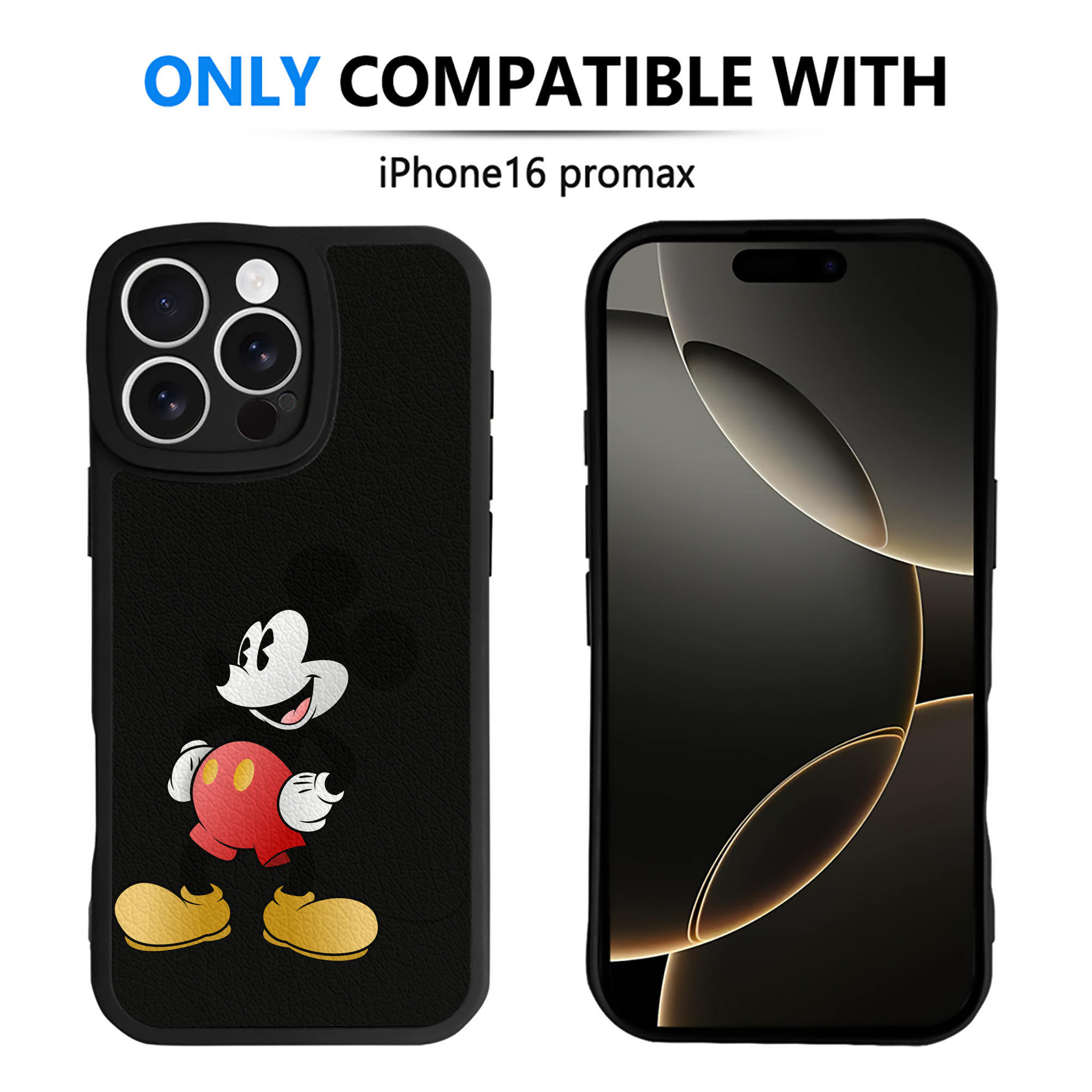 （画像用） ミッキーマウス Mickey Mouse 【iPhone 16シリーズ対応】シリコンスマホケース（レザー調） 材質：シリコン